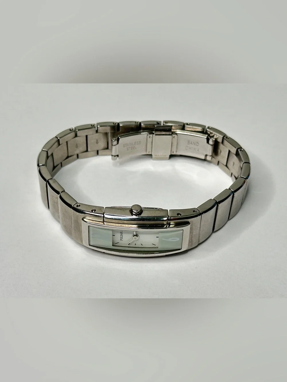 Pulsar Japan Quartz Watch VC10-X029 Women Silver Barrel Analog New Battery 20mm